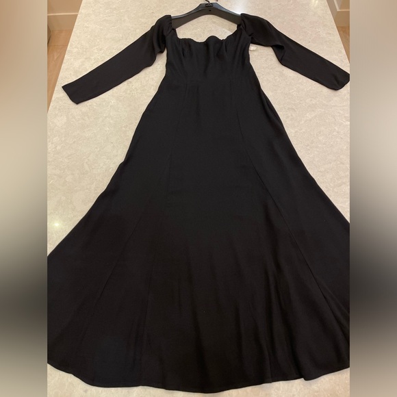 Reformation Ballari Dress in Black Midi Off Shoulder Long Sleeves Size 0 - Picture 4 of 17